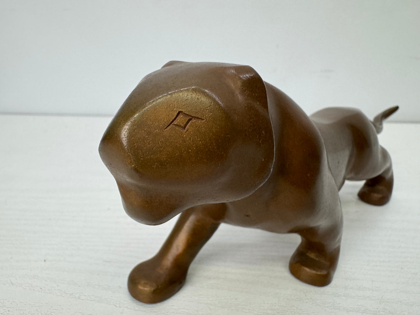 Y9832 OKIMONO copper Tiger figurine figure signed box Japan antique interior