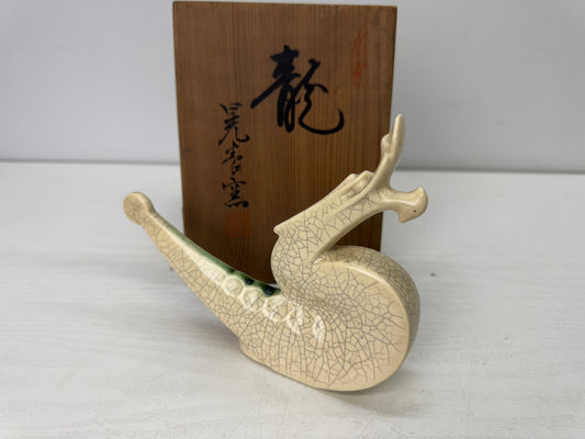Y9833 OKIMONO Seto-ware Dragon figure figurine  signed box Japan antique decor