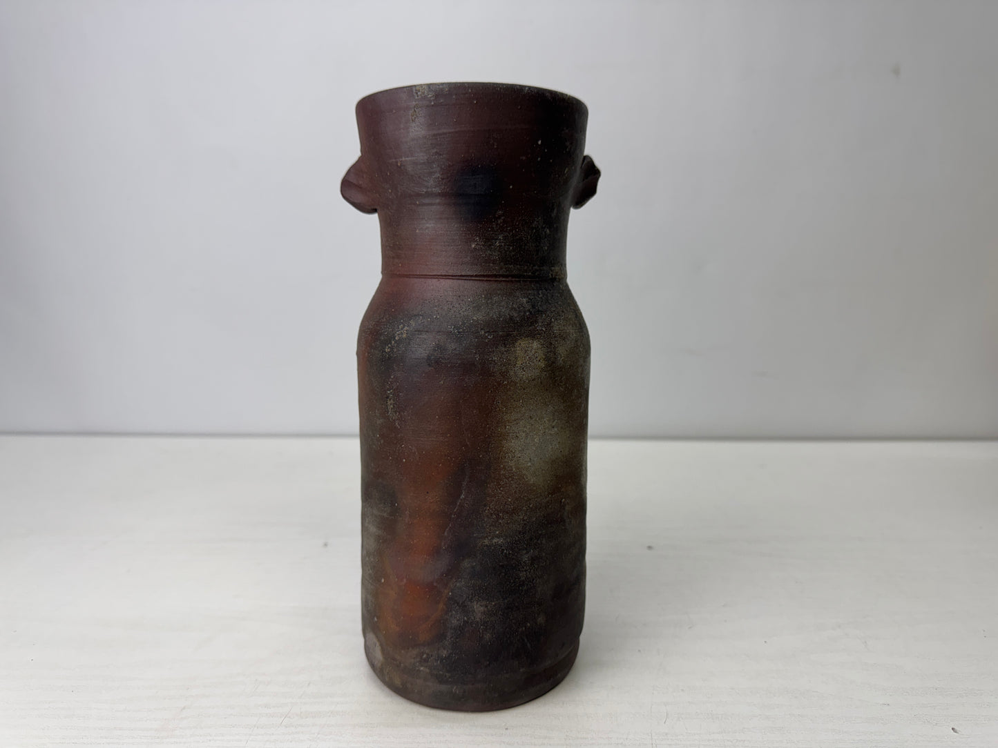 Y9834 FLOWER VASE Bizen-ware signed box Japan antique ikebana floral arrangement