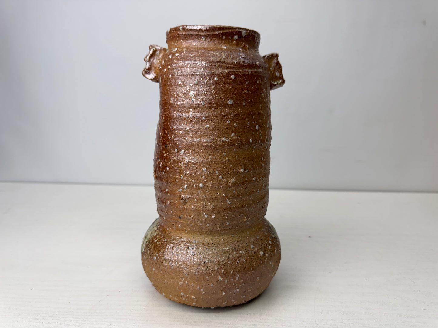 Y9835 FLOWER VASE Shigaraki-ware signed box Japan antique ikebana floral decor