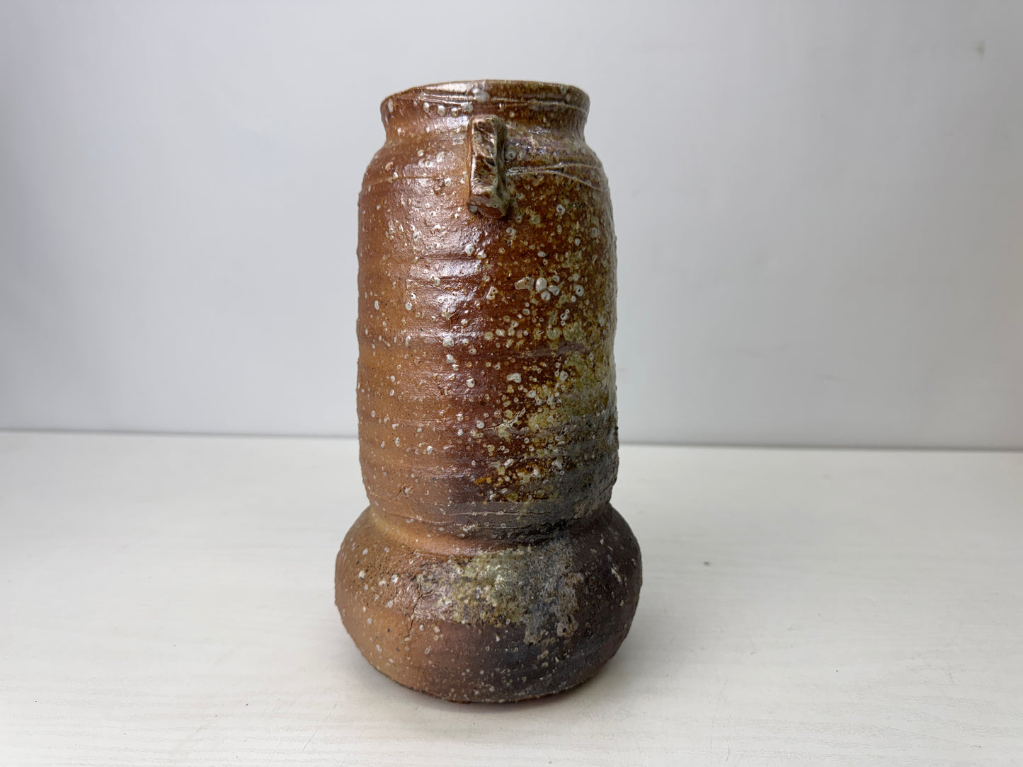 Y9835 FLOWER VASE Shigaraki-ware signed box Japan antique ikebana floral decor