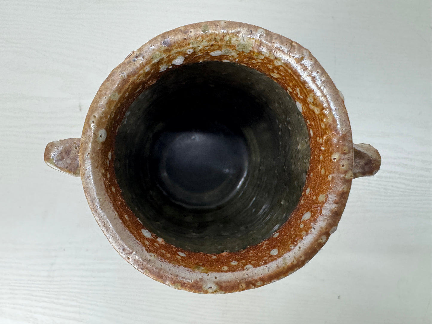 Y9835 FLOWER VASE Shigaraki-ware signed box Japan antique ikebana floral decor