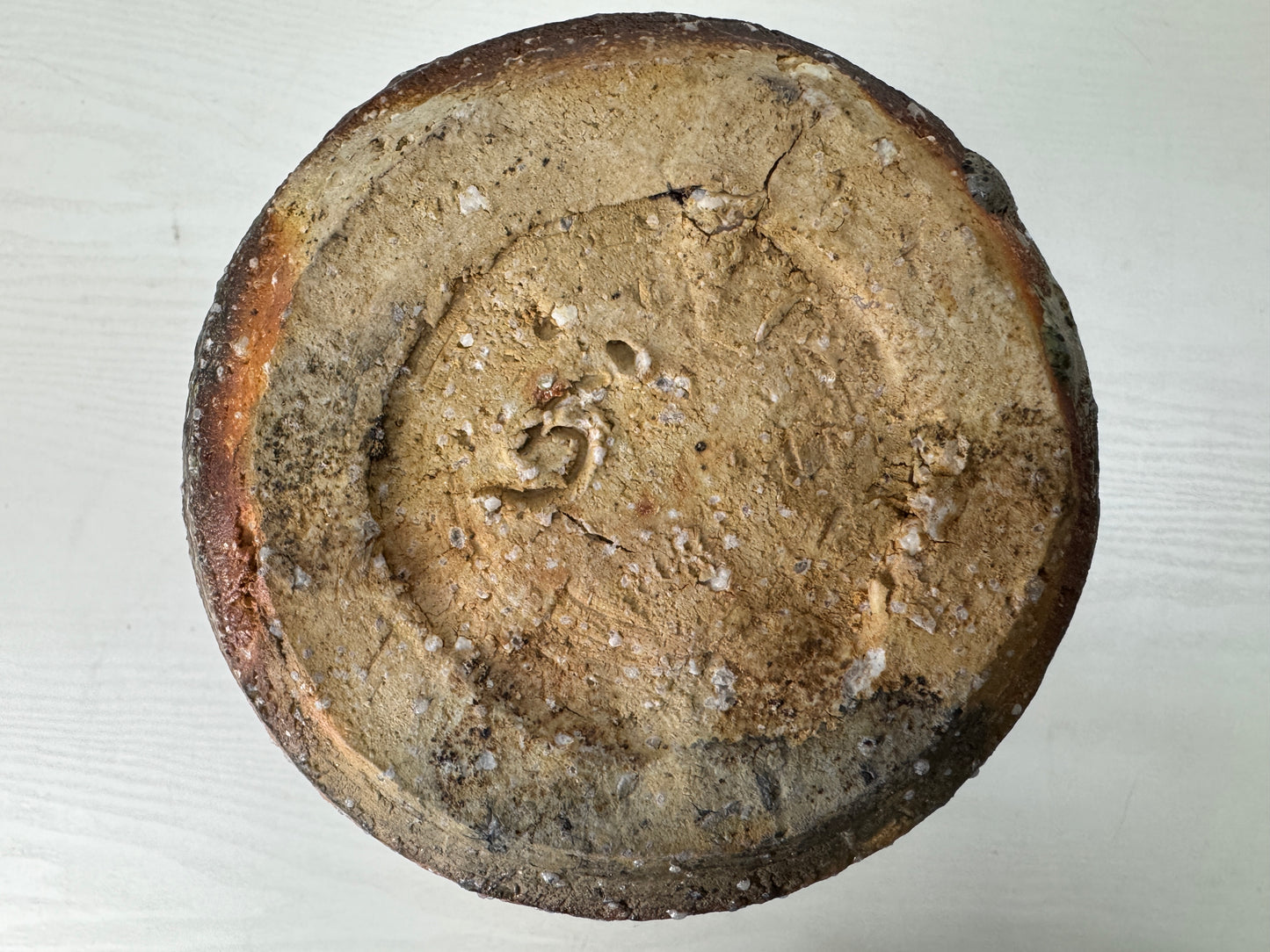 Y9835 FLOWER VASE Shigaraki-ware signed box Japan antique ikebana floral decor