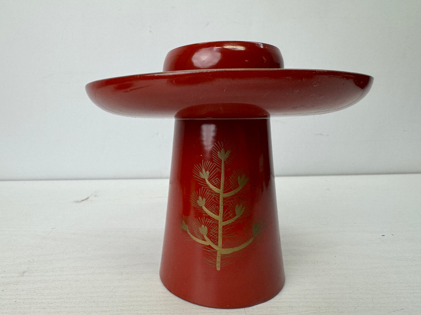 Y9839 CHAWAN 3-tiered Sake cup sakazuki vermilion lacquer box Japan antique