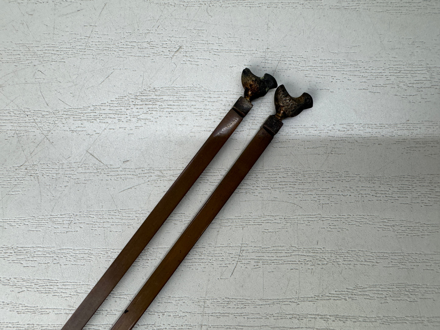 Y9840 HIBASHI copper Chopsticks tongs Plover ornament Japan Tea Ceremoy antique