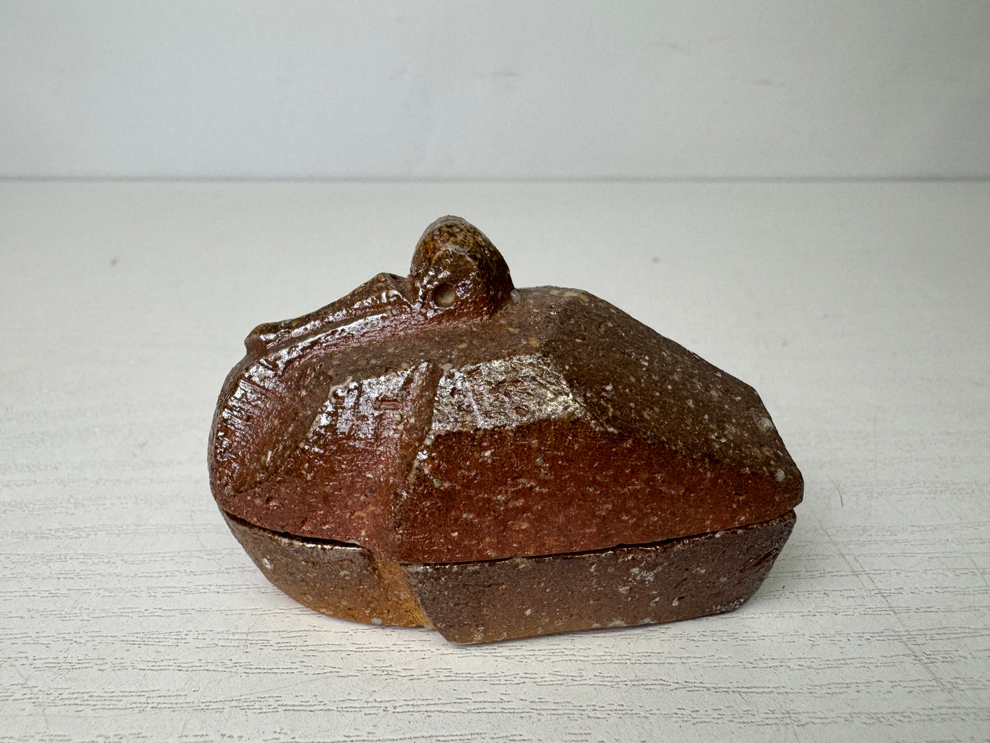 Y9843 BOX Shigaraki-ware Crane incense container signed box Japan antique aroma