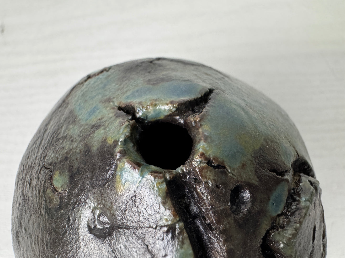 Y9844 VASE Seto-ware small signed box Japan ikebana floral arrangement interior