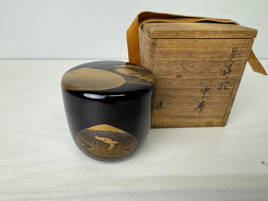 Y9845 TEA CADDY Shell Makie matcha container Natsume signed box Japan antique