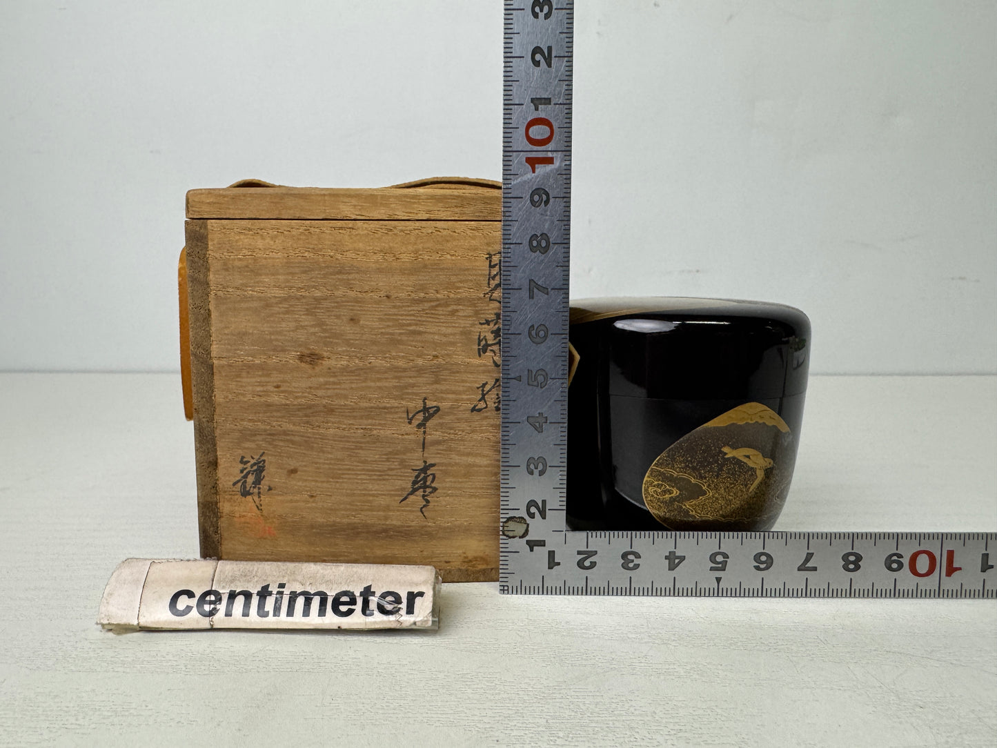 Y9845 TEA CADDY Shell Makie matcha container Natsume signed box Japan antique