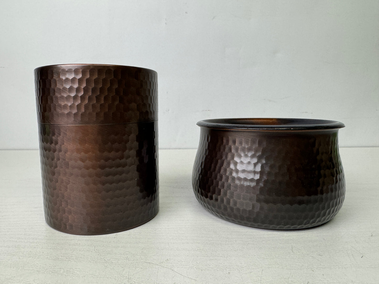 Y9846 KENSUI Copper water pot jar bowl signed box Japan antique tea ceremony