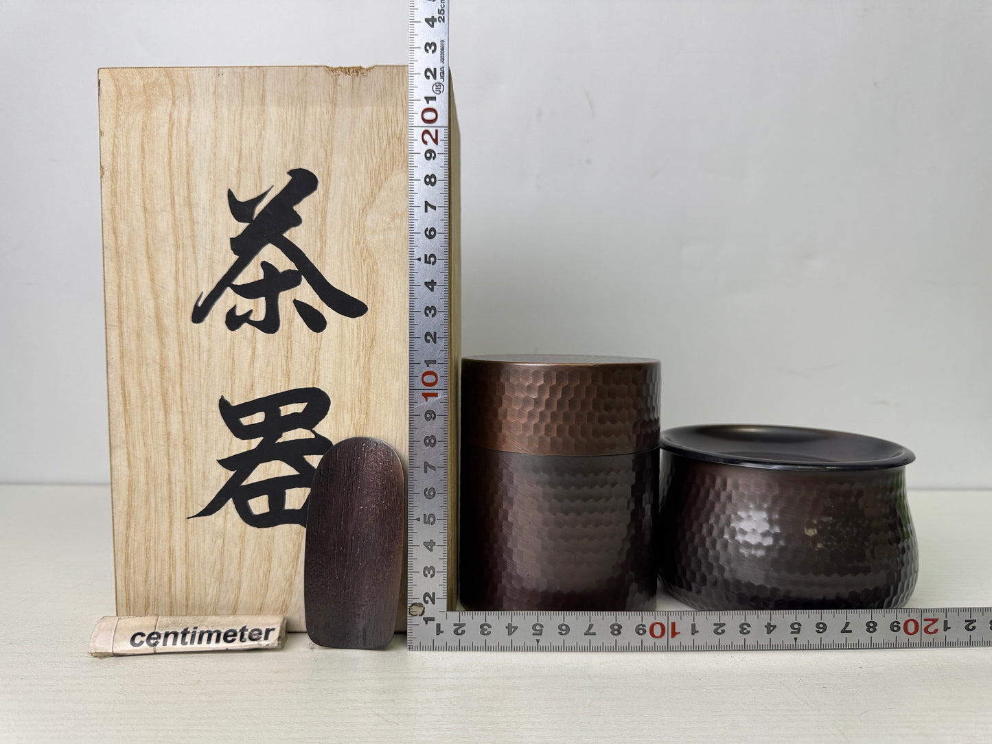 Y9846 KENSUI Copper water pot jar bowl signed box Japan antique tea ceremony