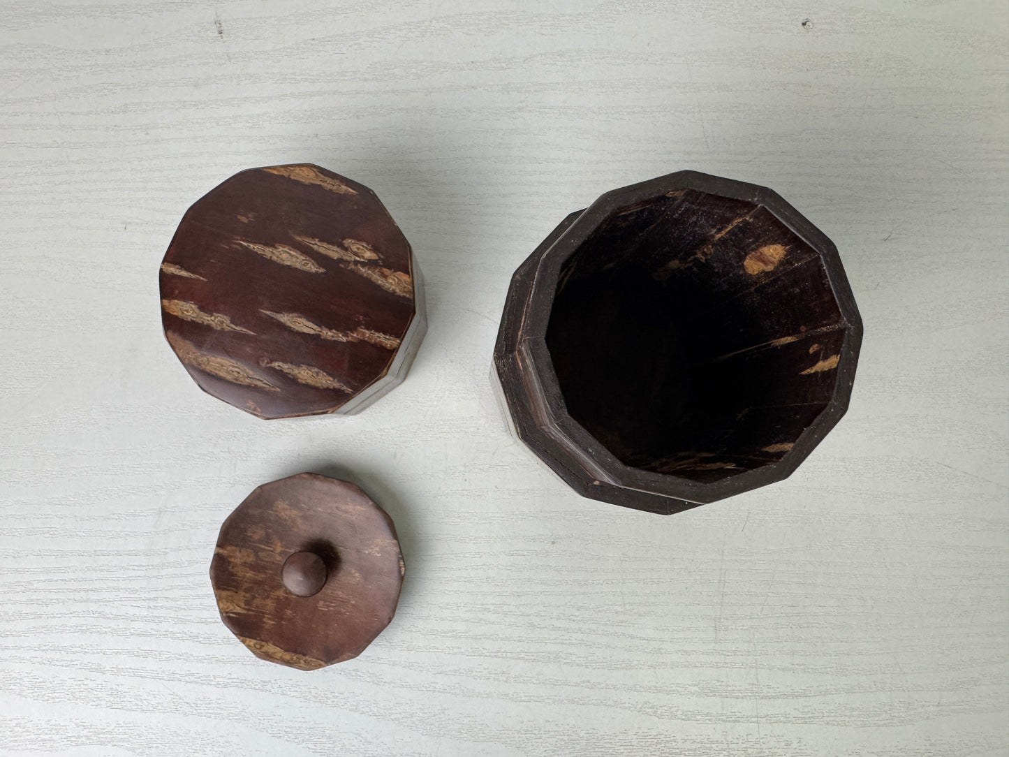 Y9847 TEA CADDY Cherry bark Marquetry craft signed box matcha case Japan antique