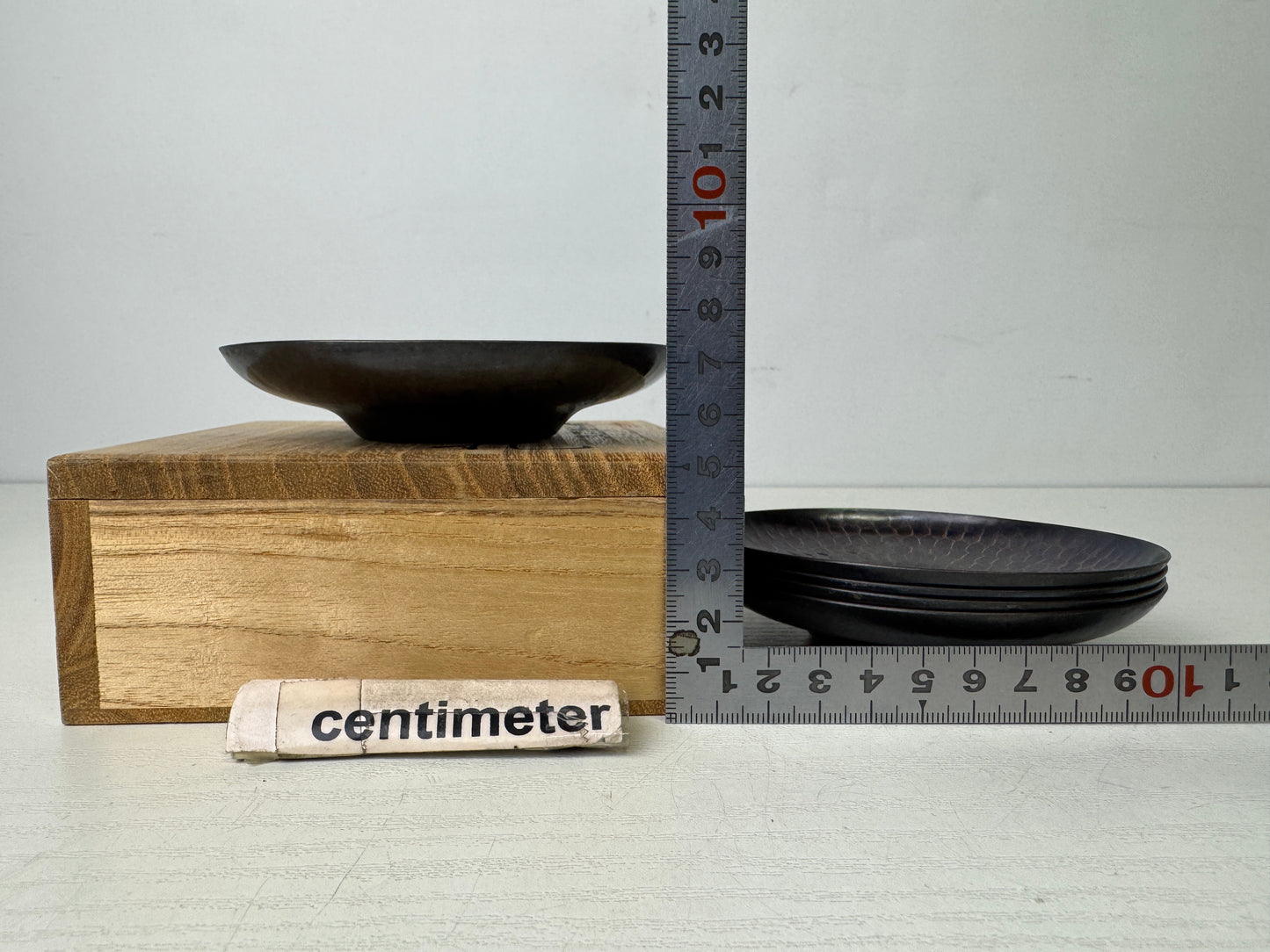 Y9848 DISH copper hammered Chataku Coaster signed box Japan antique Sencha tea