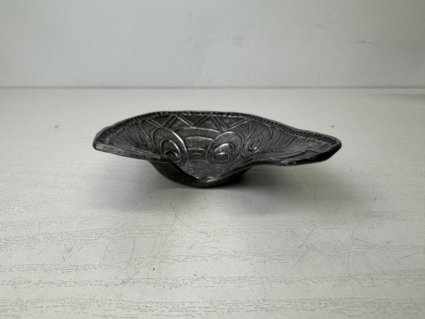 Y9849 DISH Tin Gargoyle Chataku Coaster signed box Japan antique Sencha tea