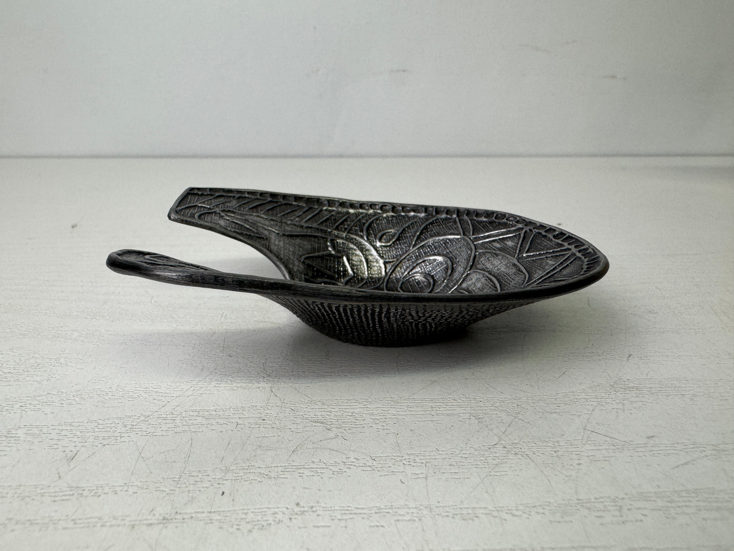 Y9849 DISH Tin Gargoyle Chataku Coaster signed box Japan antique Sencha tea