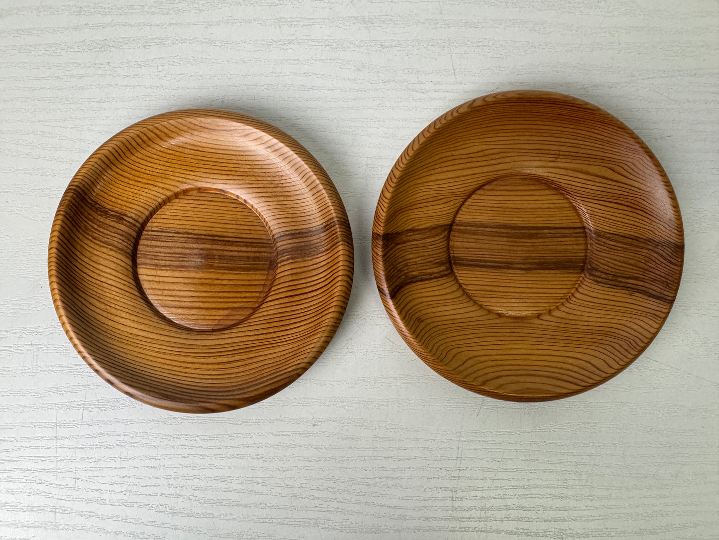 Y9850 DISH Yakusugi wood Chataku Coaster signed box Japan antique Sencha tea