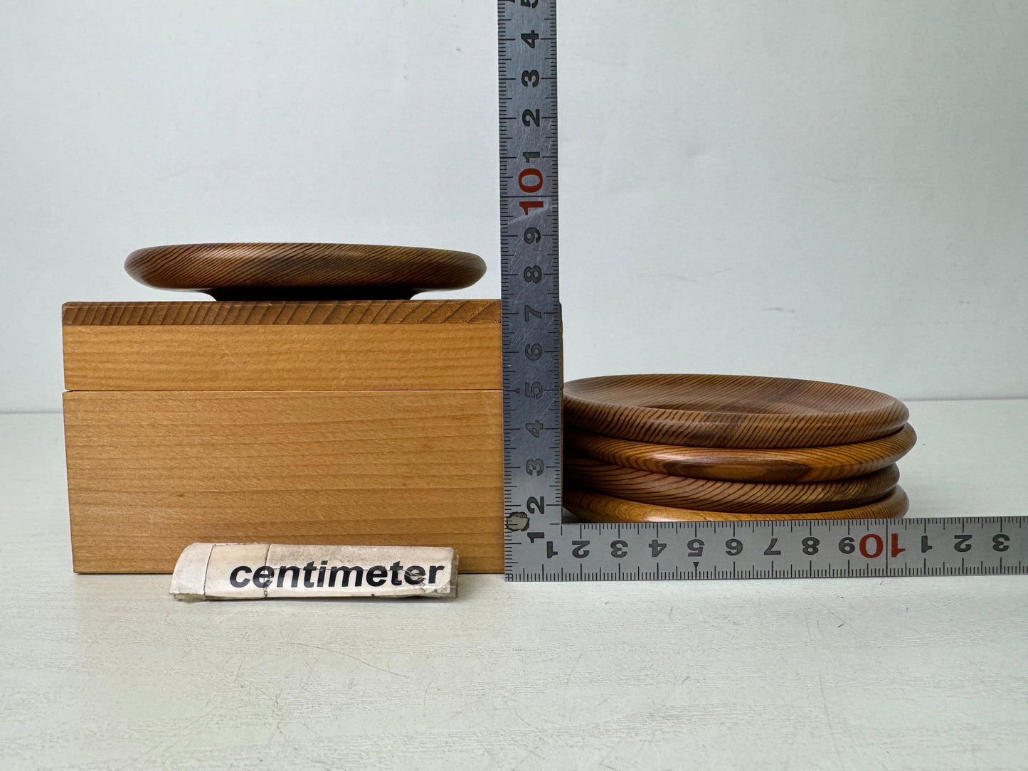 Y9850 DISH Yakusugi wood Chataku Coaster signed box Japan antique Sencha tea