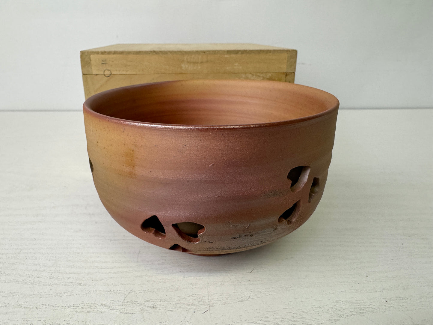 Y9852 CHAWAN Soma-ware bowl signed box Japan antique tea ceremony pottery cup