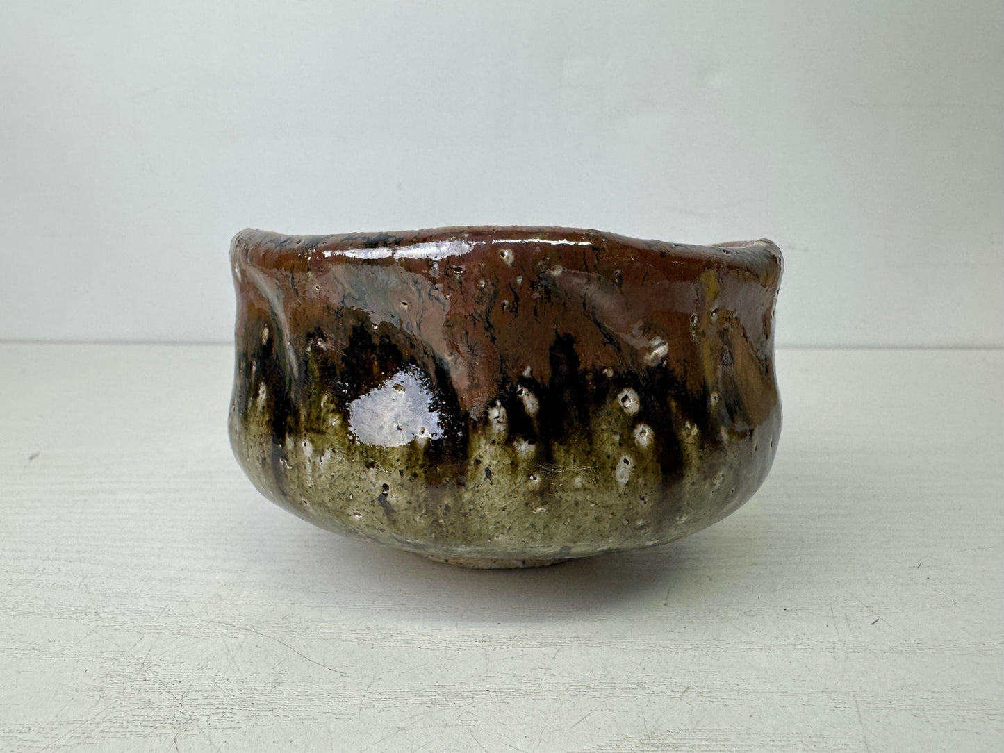 Y9853 CHAWAN Raku-ware bowl signed box Japan antique tea ceremony pottery cup
