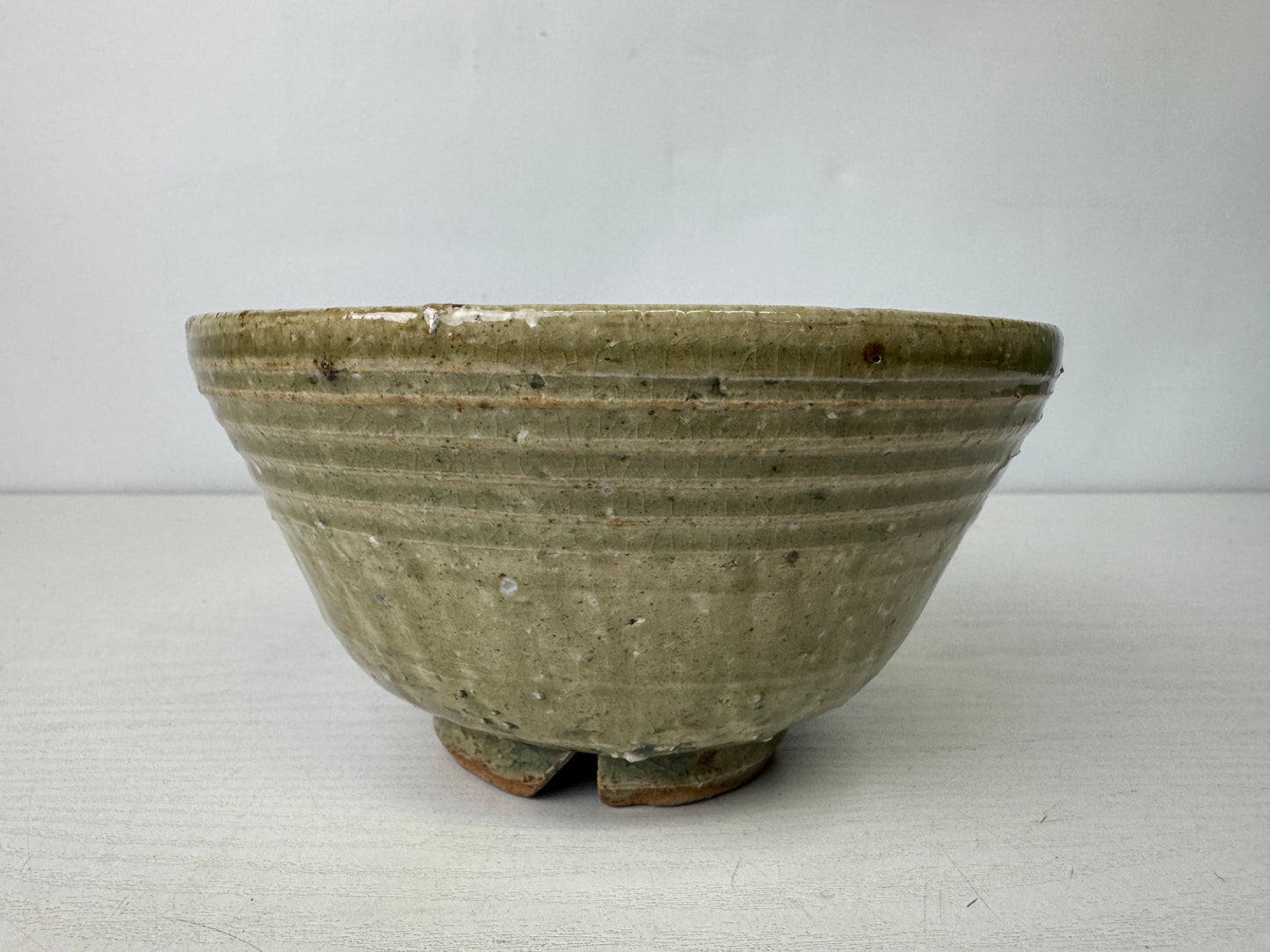 Y9855 CHAWAN Tsurumai-ware bowl signed box Hakeme brushmark Japan antique dishes