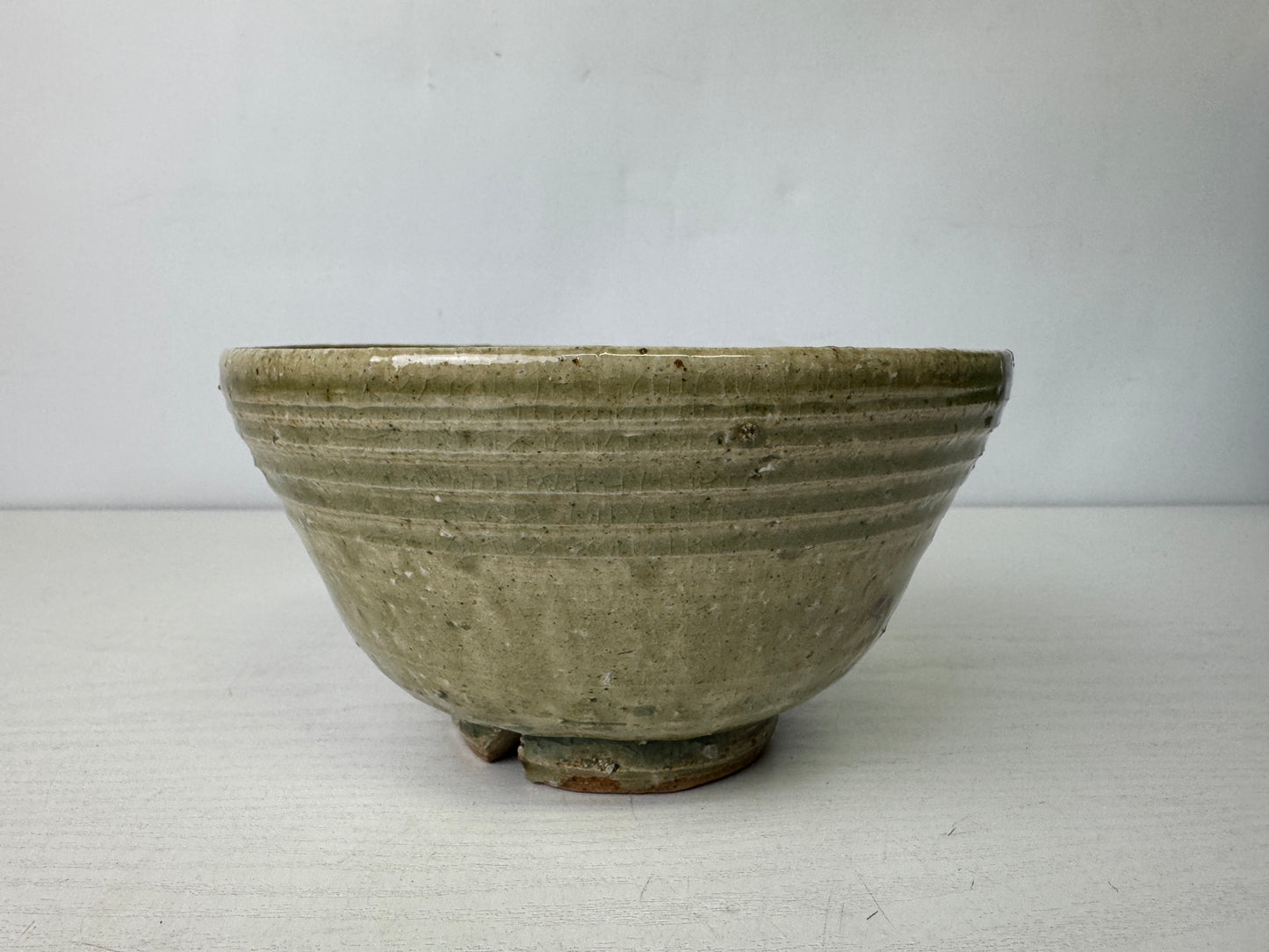 Y9855 CHAWAN Tsurumai-ware bowl signed box Hakeme brushmark Japan antique dishes