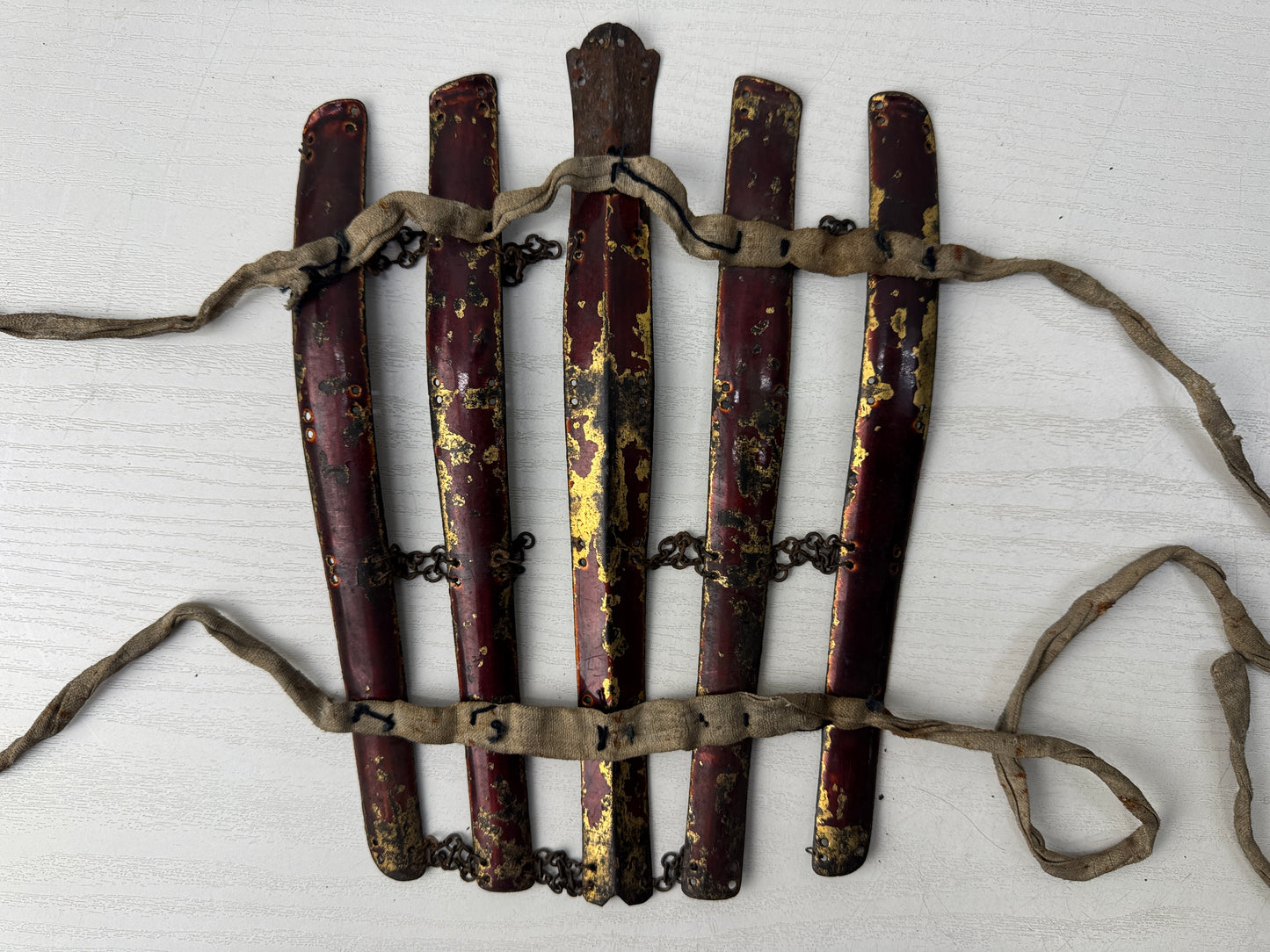 Y9857 YOROI Iron Suneate shin guard samurai busho arms Japan antique armor