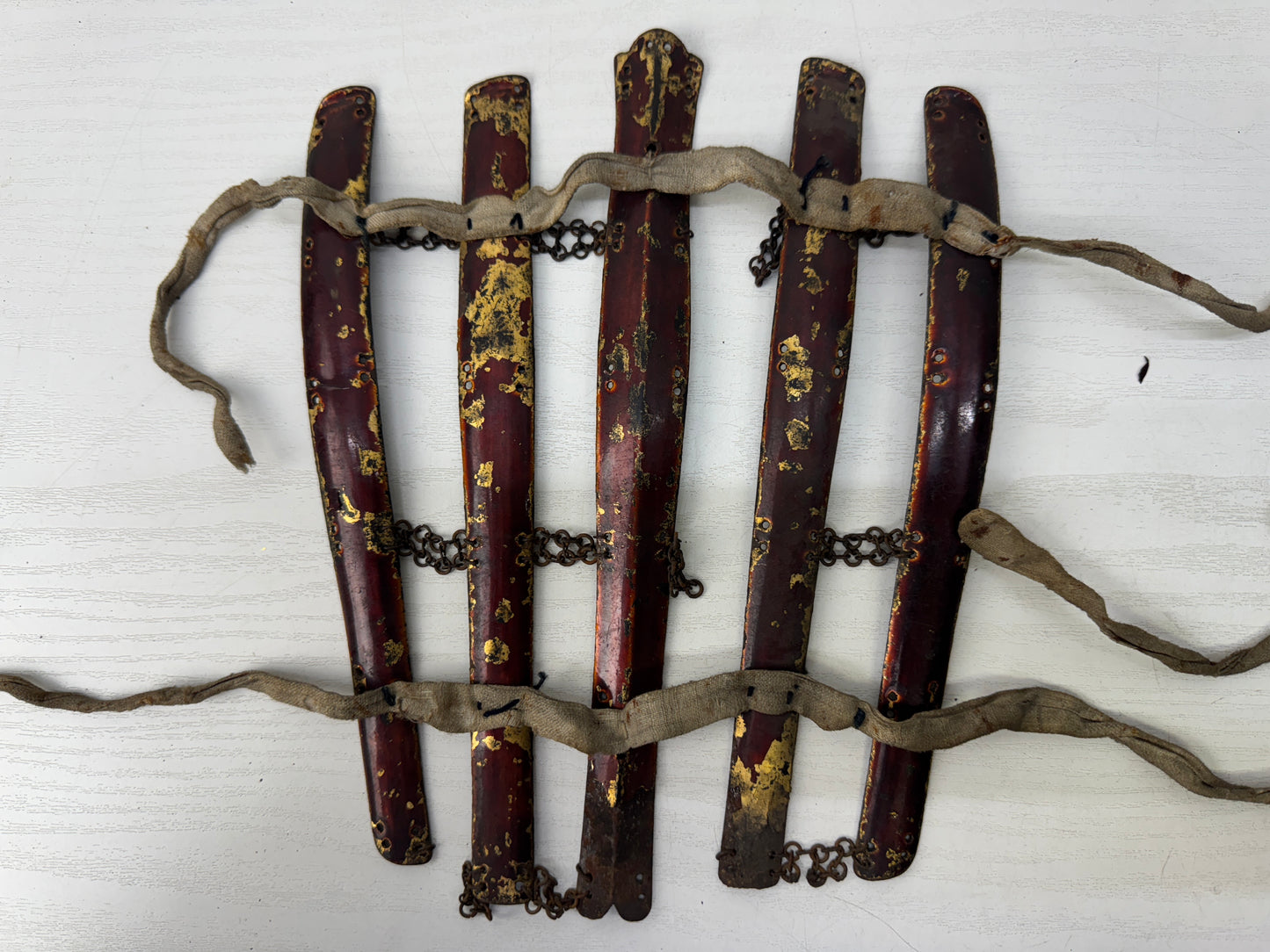 Y9857 YOROI Iron Suneate shin guard samurai busho arms Japan antique armor