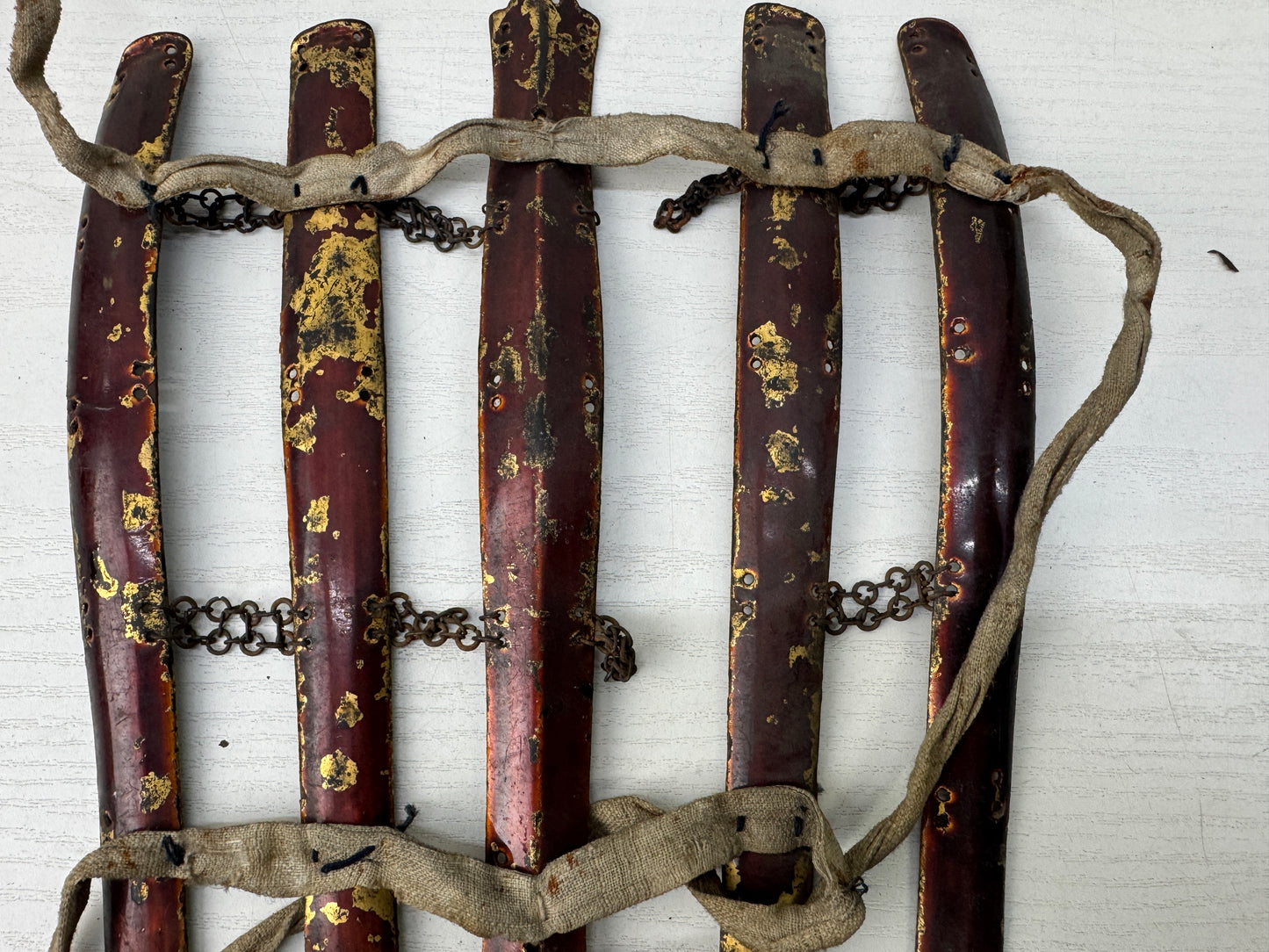 Y9857 YOROI Iron Suneate shin guard samurai busho arms Japan antique armor