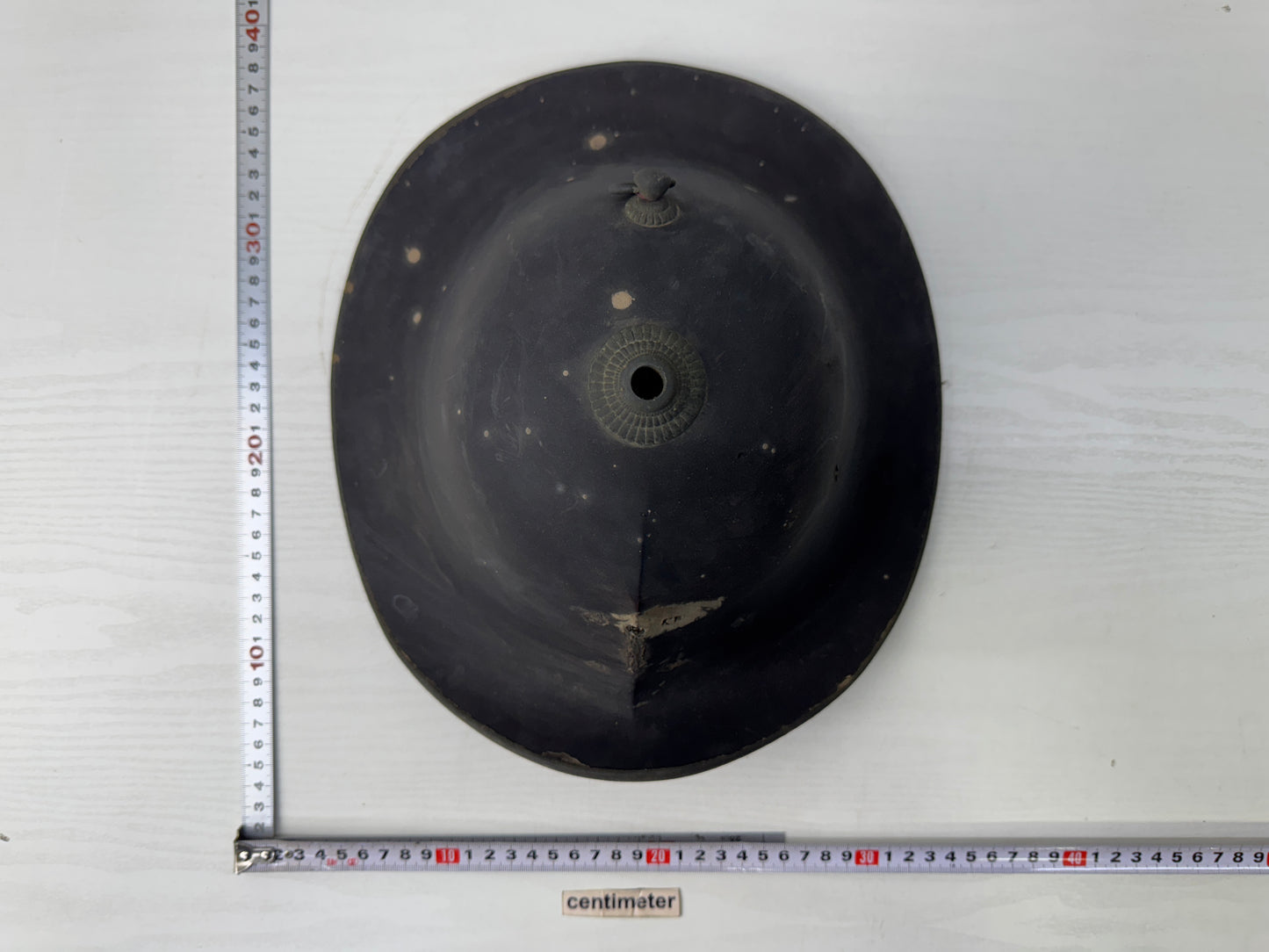 Y9858 JINGASA Vermilion-lacquered inside gold accents Japan antique samurai hat