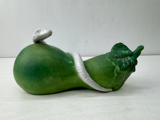 Y9861 OKIMONO Seto-ware Snake figure figurine signed Japan antique interior