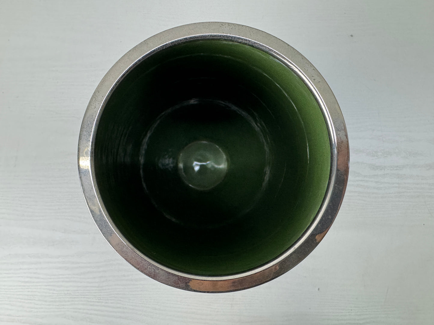 Y9862 FLOWER VASE Cloisonne green floral pattern signed box Japan antique decor