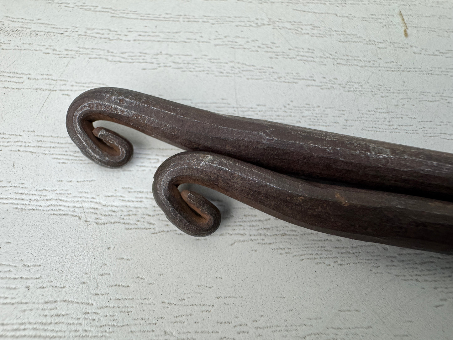 Y9864 HIBASHI Iron chopsticks fire tongs signed box Japan Tea Ceremoy antique