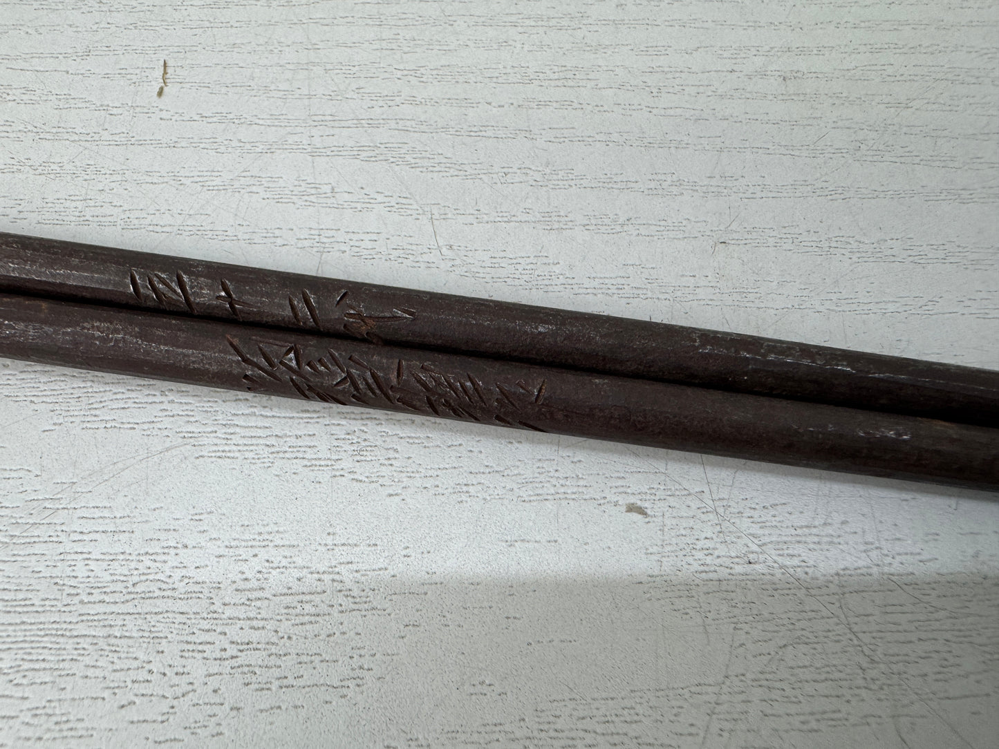 Y9864 HIBASHI Iron chopsticks fire tongs signed box Japan Tea Ceremoy antique