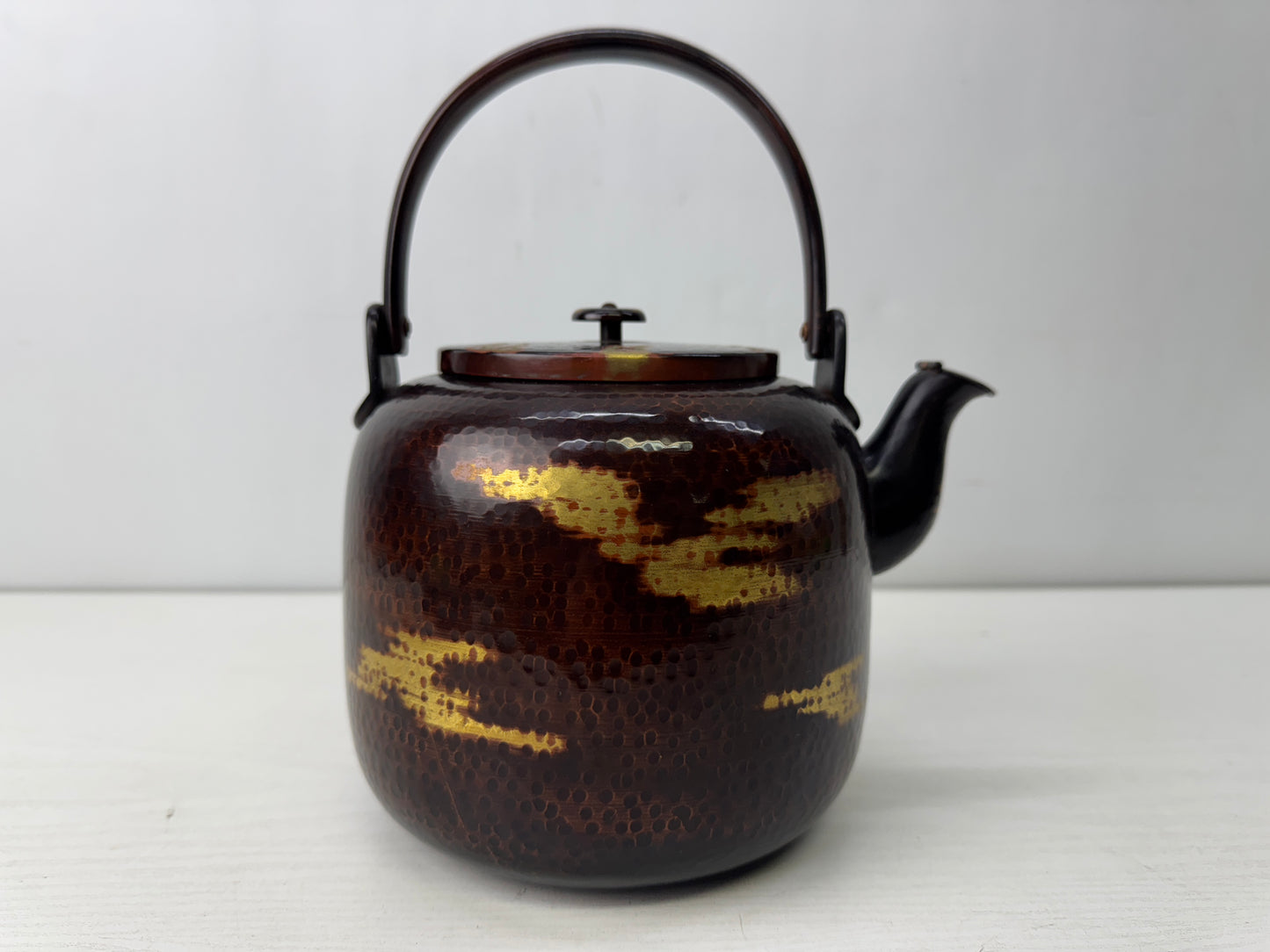 Y9869 MIZUSASHI Copper water jug signed box Cloud Japan antique kettle pot
