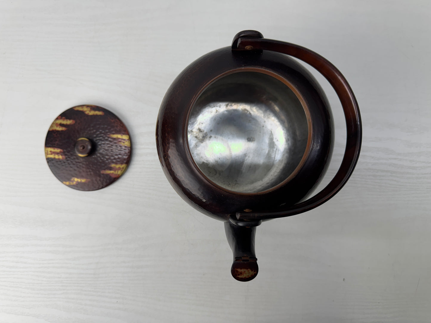 Y9869 MIZUSASHI Copper water jug signed box Cloud Japan antique kettle pot