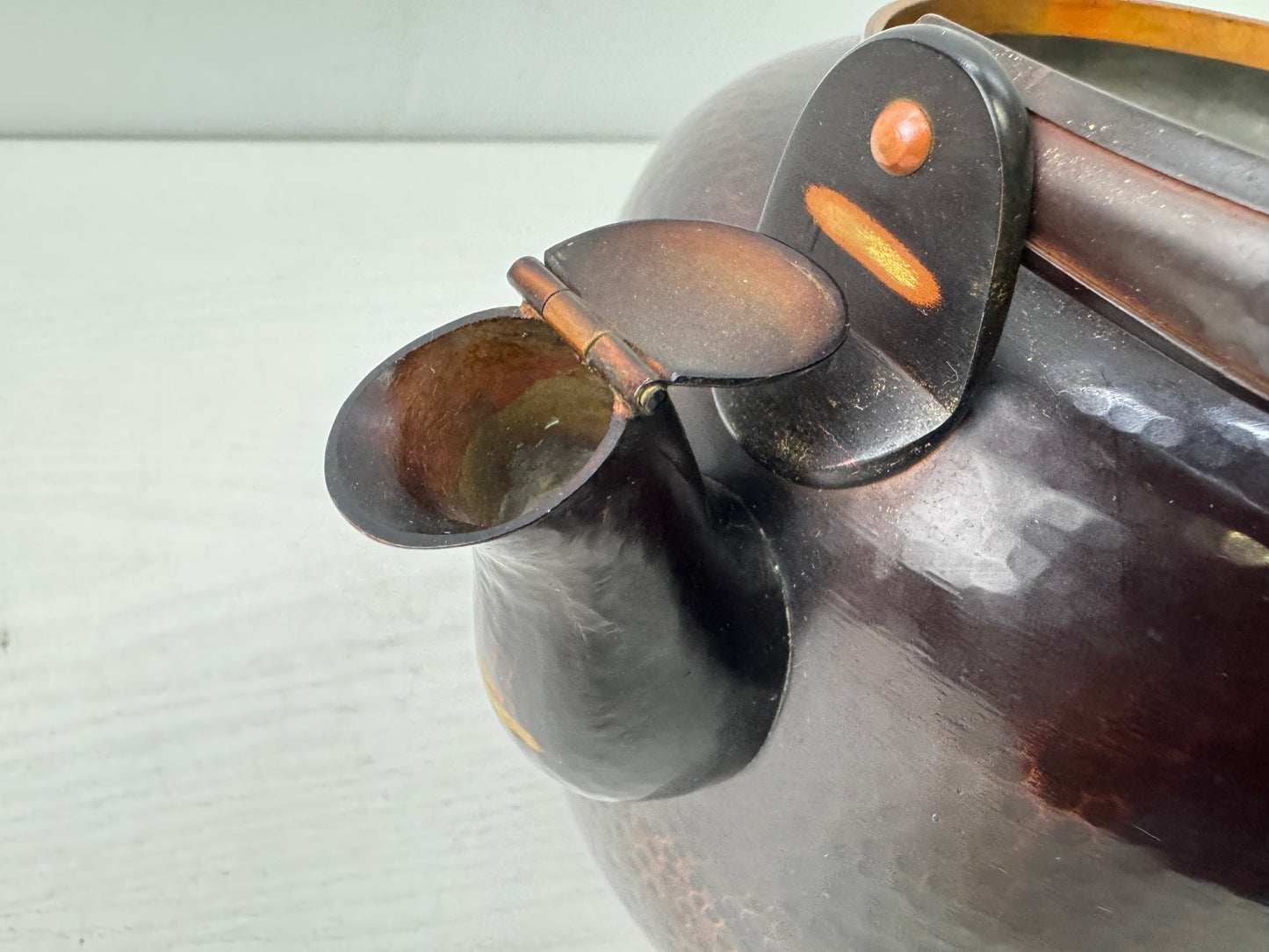 Y9869 MIZUSASHI Copper water jug signed box Cloud Japan antique kettle pot