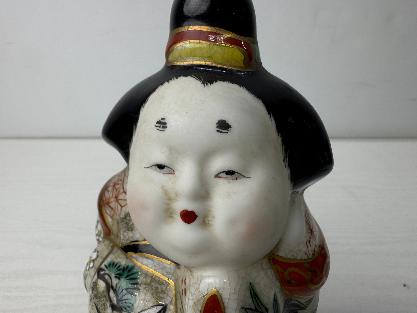 Y9872 OKIMONO Imari-ware Ofuku-san doll figure figurine signed Japan antique