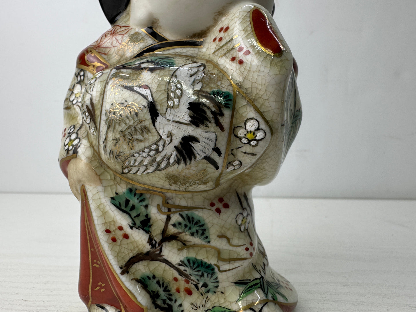 Y9872 OKIMONO Imari-ware Ofuku-san doll figure figurine signed Japan antique