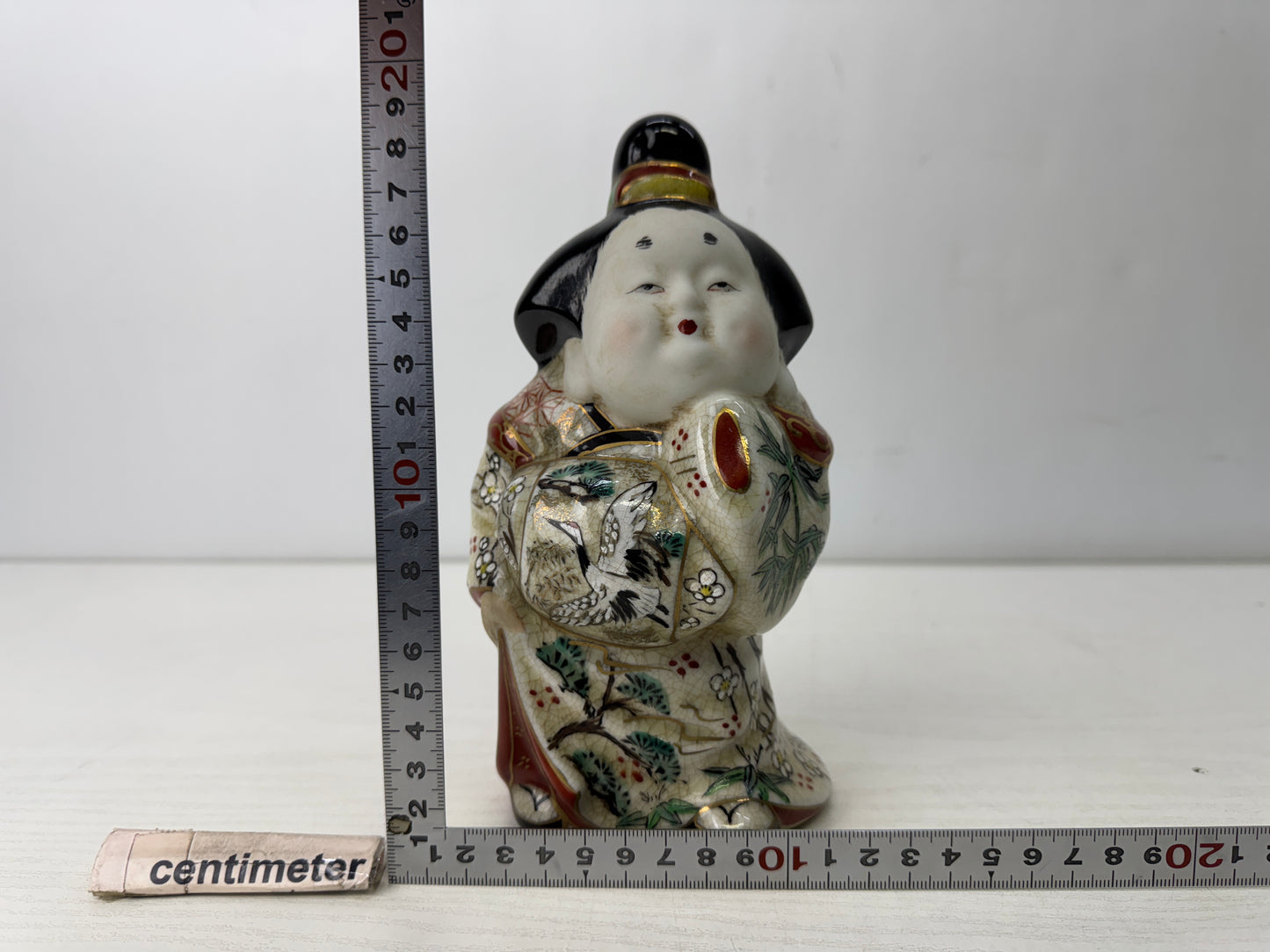 Y9872 OKIMONO Imari-ware Ofuku-san doll figure figurine signed Japan antique