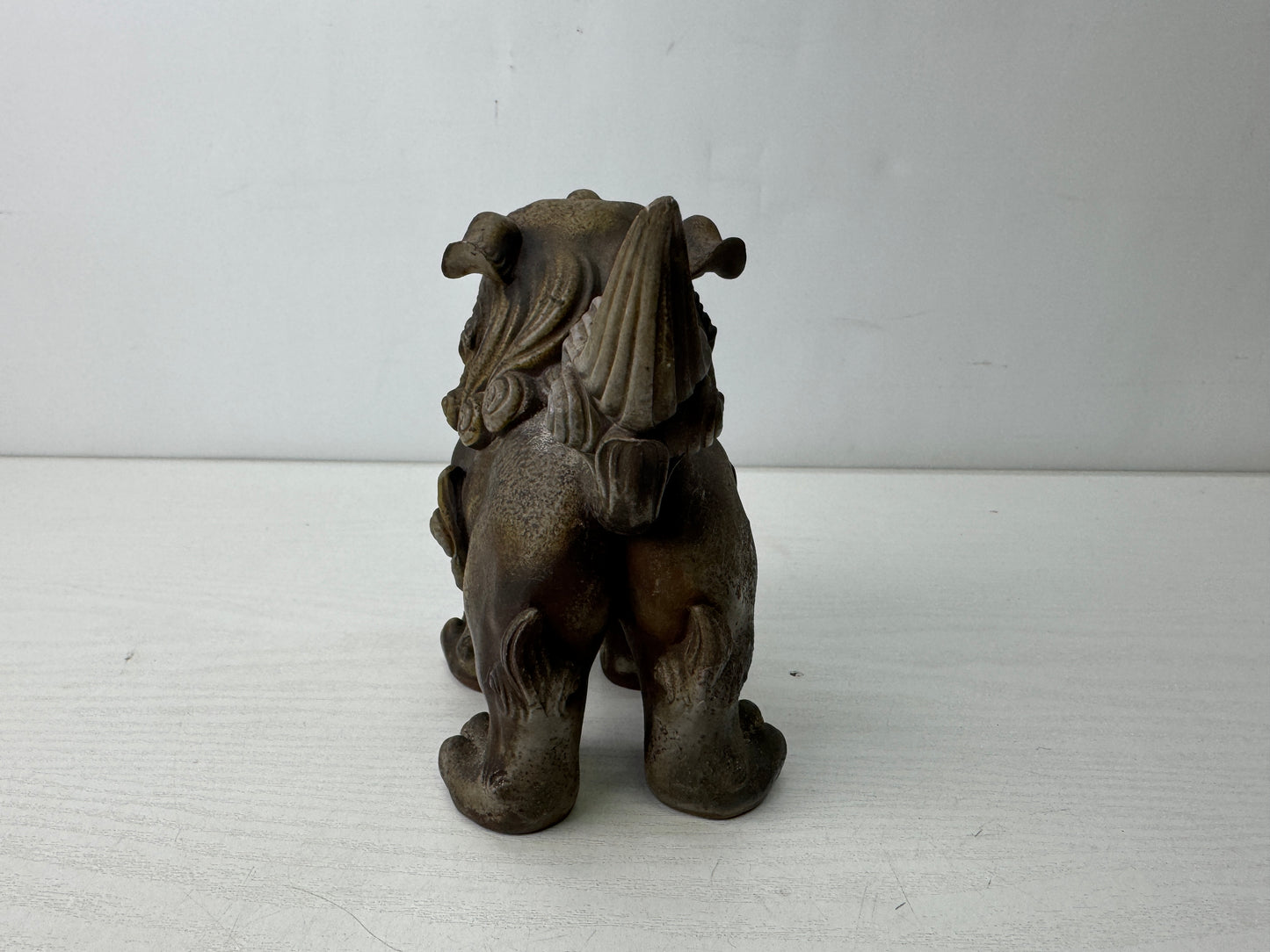 Y9873 OKIMONO Bizen-ware Lion figure figurine signed　 Japan antique interior
