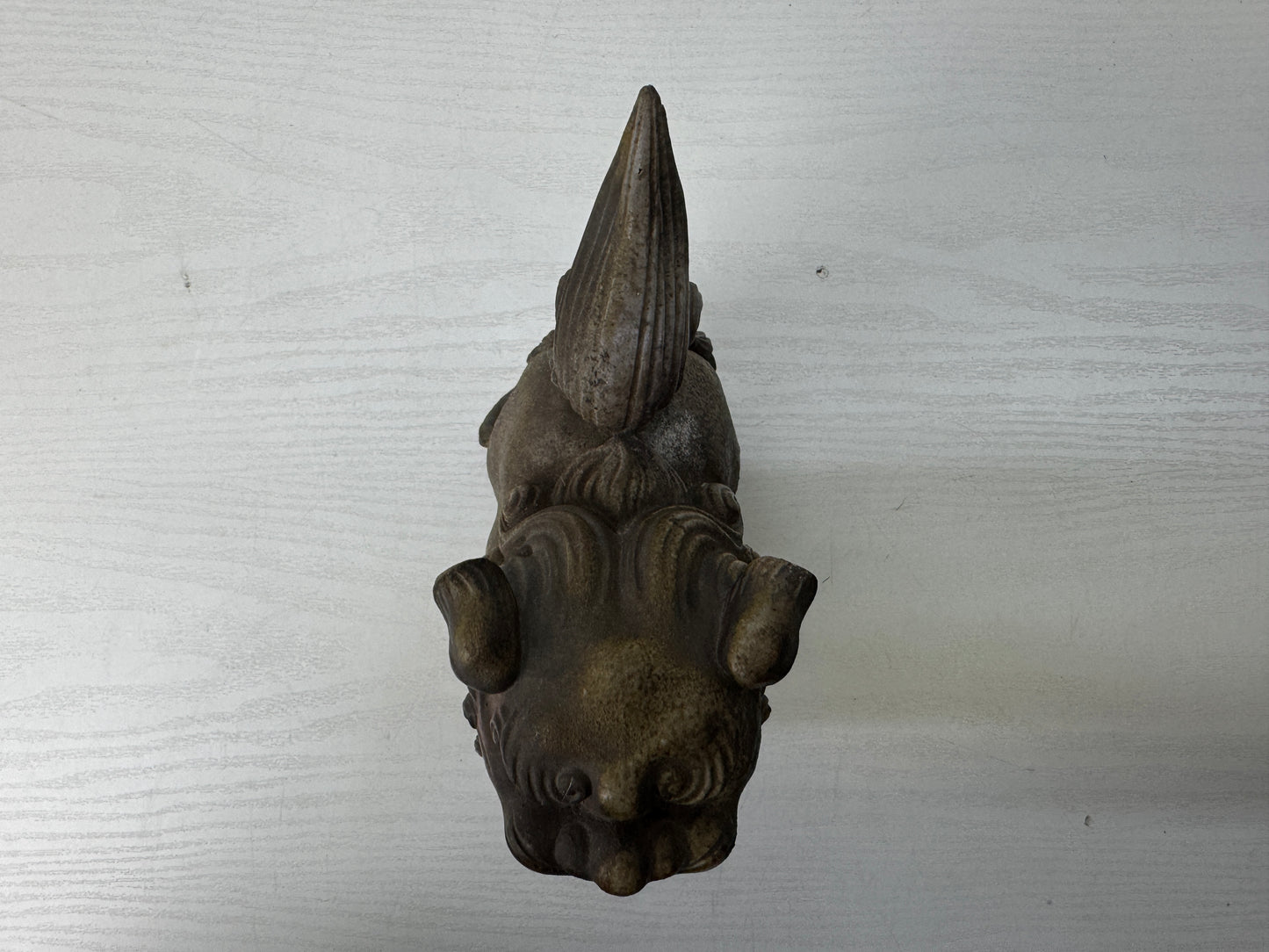 Y9873 OKIMONO Bizen-ware Lion figure figurine signed　 Japan antique interior