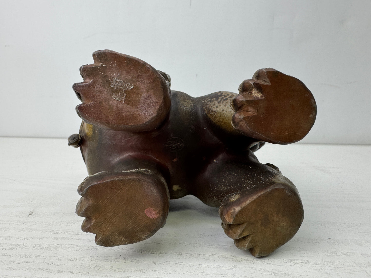 Y9873 OKIMONO Bizen-ware Lion figure figurine signed　 Japan antique interior