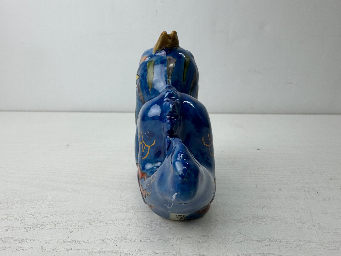 Y9874 OKIMONO Seto-ware Dragon figure figurine signed colored Japan antique