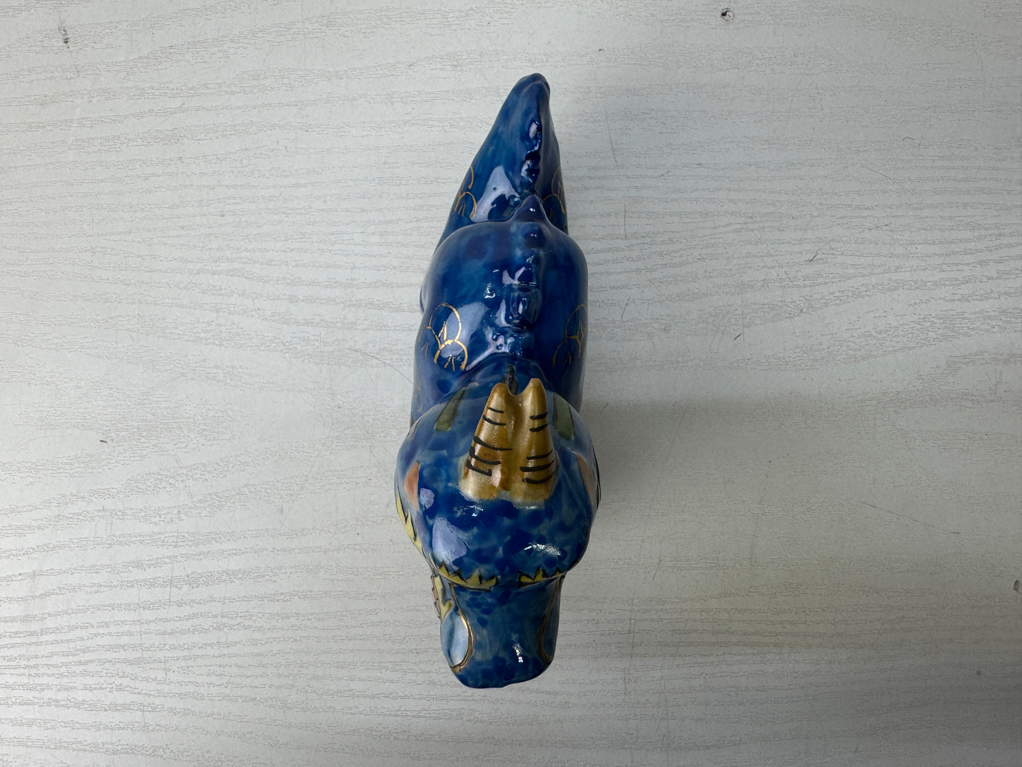 Y9874 OKIMONO Seto-ware Dragon figure figurine signed colored Japan antique