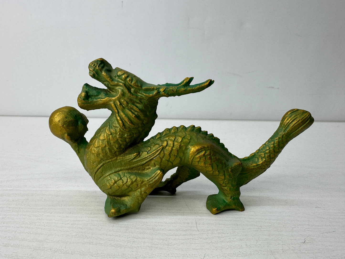 Y9875 OKIMONO metal Dragon figure figurine Japan antique interior decor ornament
