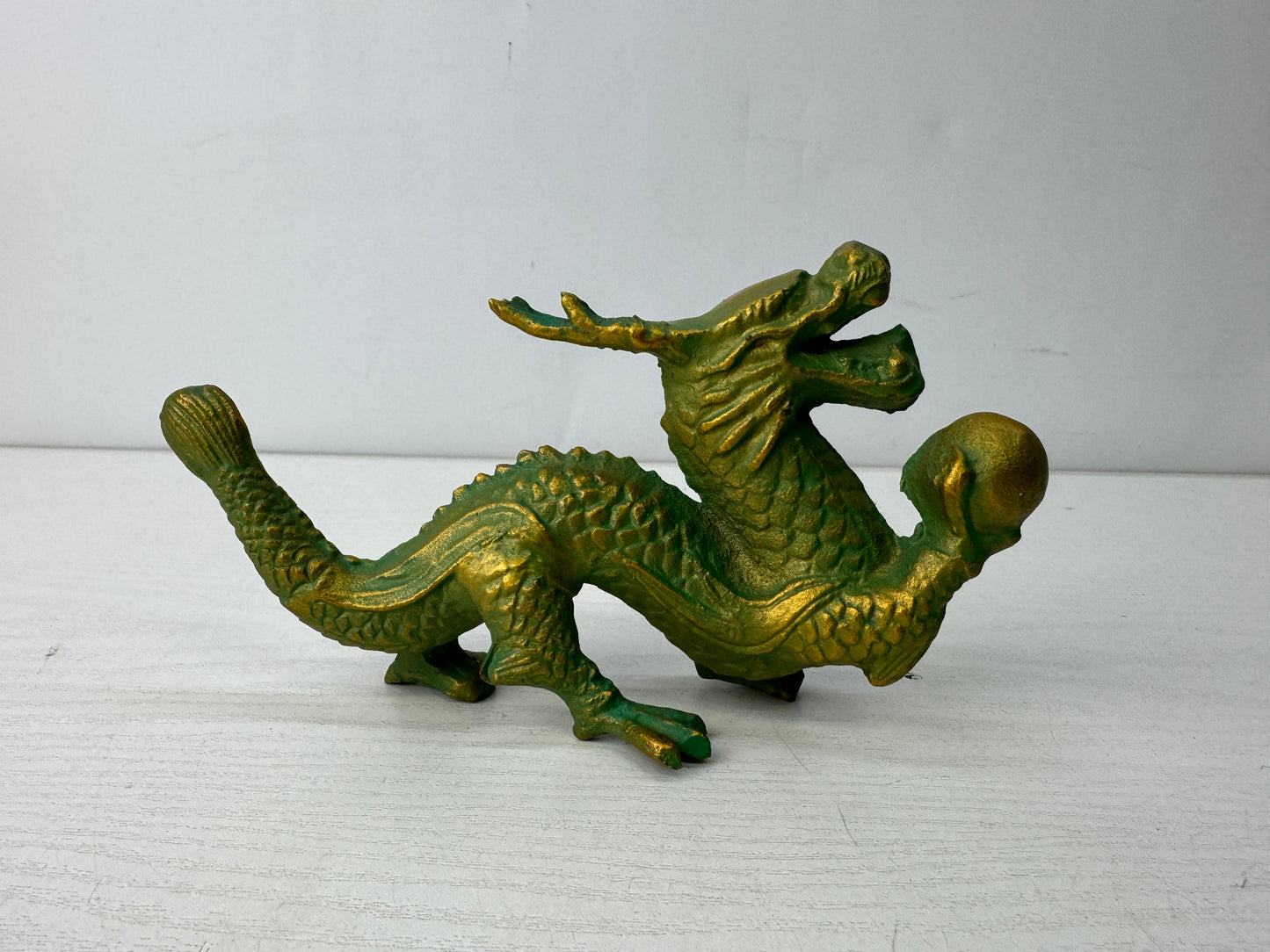 Y9875 OKIMONO metal Dragon figure figurine Japan antique interior decor ornament