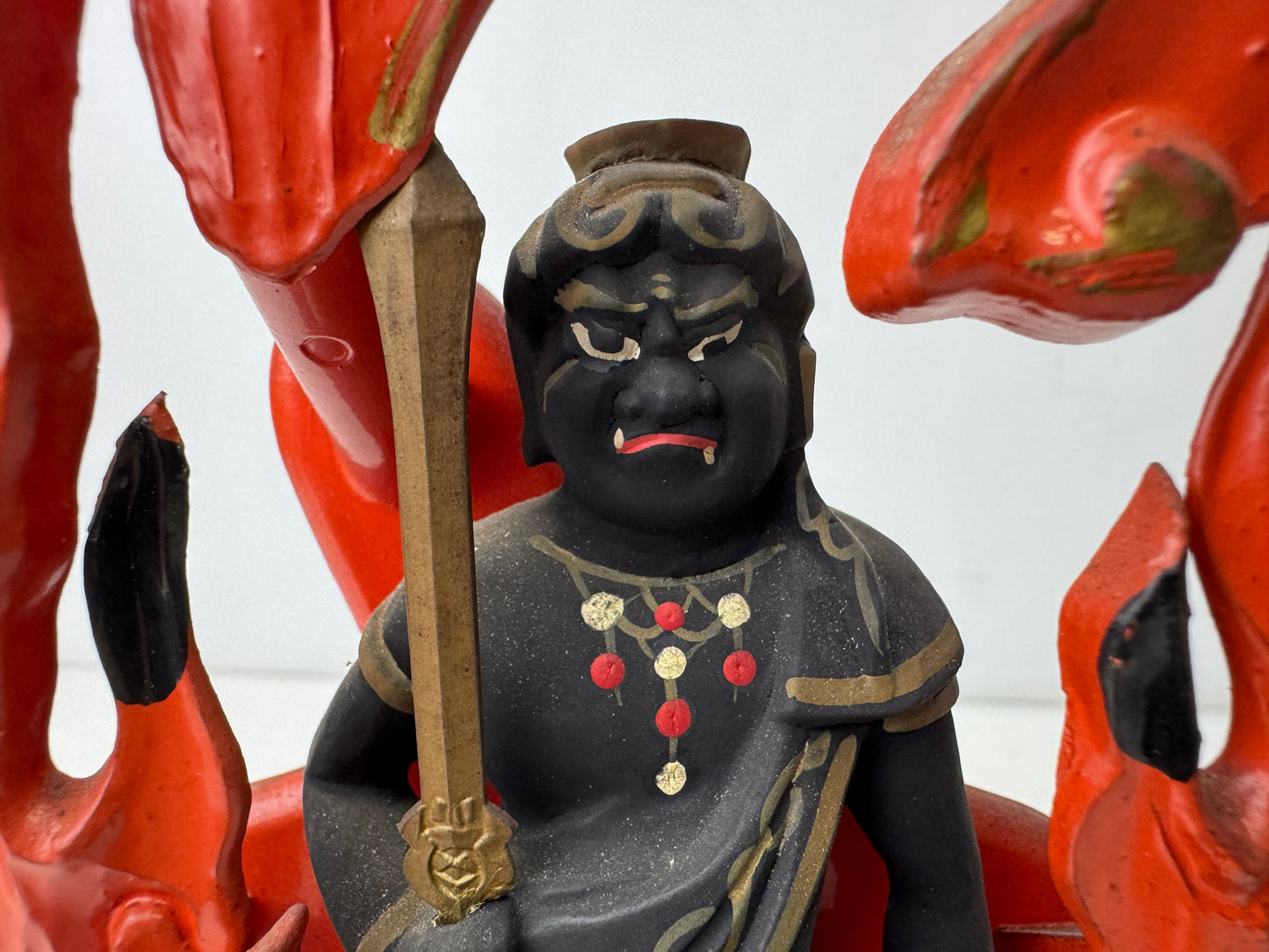 Y9876 STATUE wood carving Fudo Myoo Acala Buddha figure Japan antique Buddhism