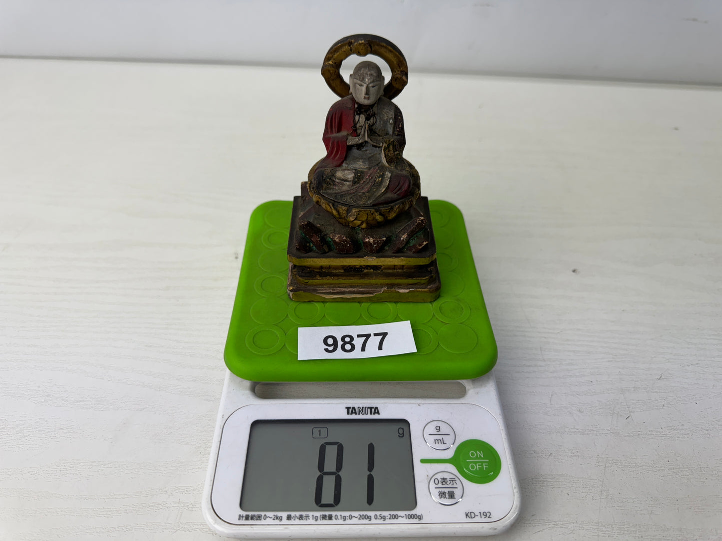 Y9877 STATUE wood carving Jizo Bodhisattva figurine Japan antique Buddhism