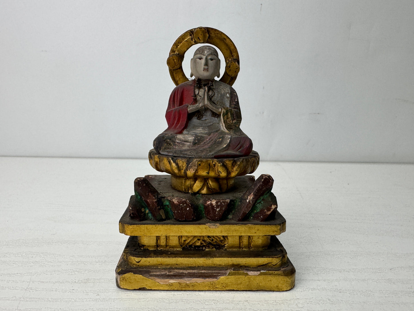 Y9877 STATUE wood carving Jizo Bodhisattva figurine Japan antique Buddhism