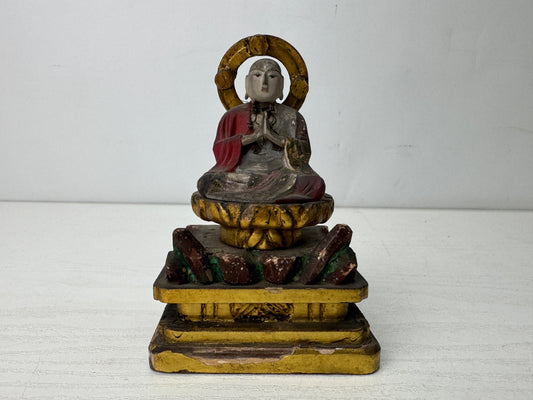 Y9877 STATUE wood carving Jizo Bodhisattva figurine Japan antique Buddhism